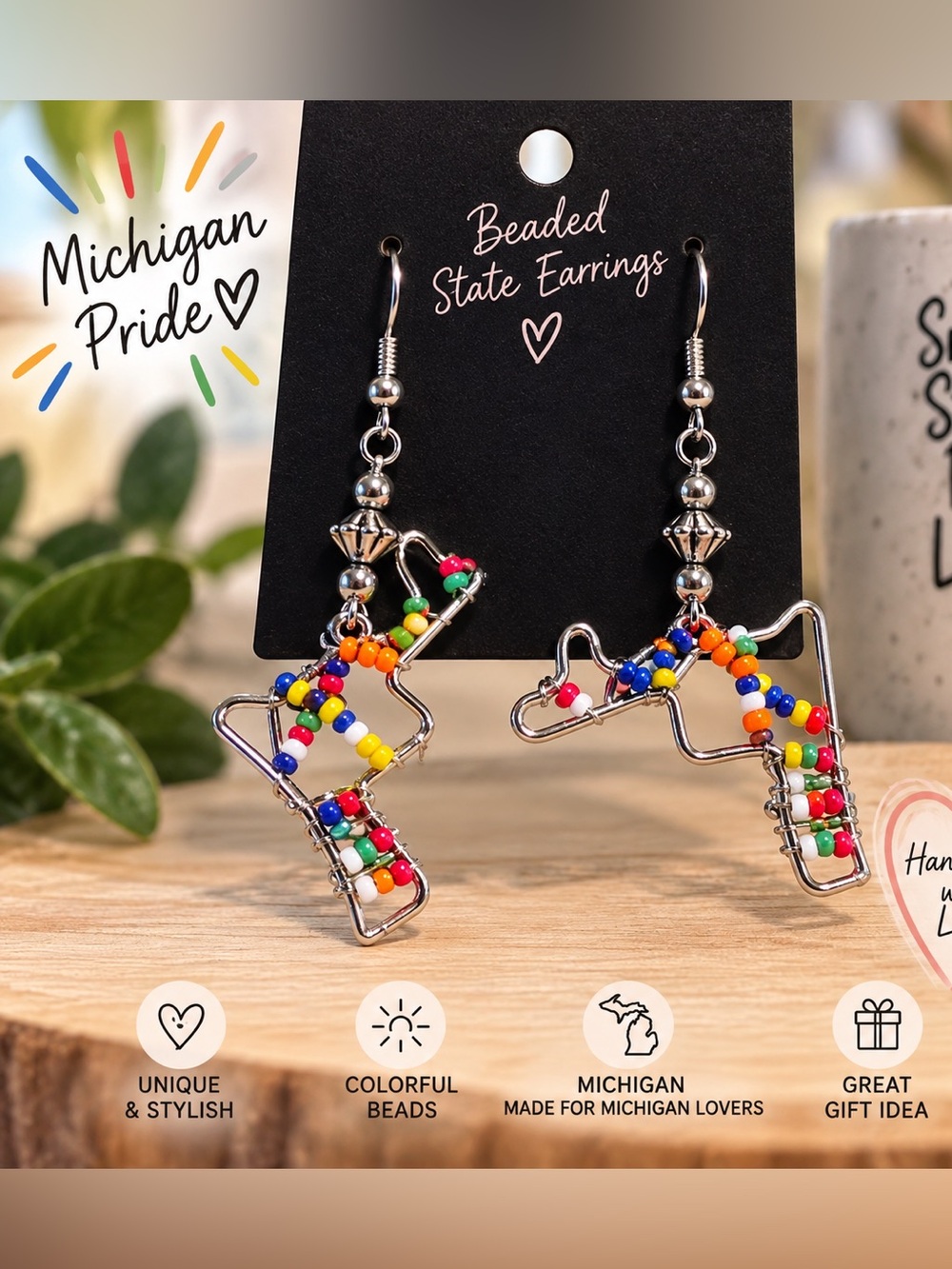 Fashion Jewelry Multicolor Beaded Star Outline Drop Earrings